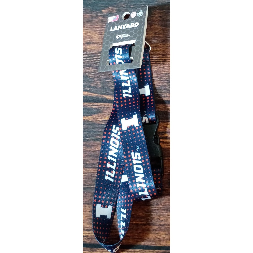 University of Illinois Fighting Illini Lanyard IPG Team Sports Navy Orange New